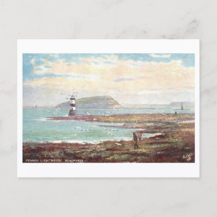 Vintage Trwyn Du-vuurtoren in Wales Briefkaart