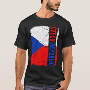 Vintage Tsjechische Vlag Tsjechië Trots Wortels Er T-shirt