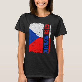 Vintage Tsjechische Vlag Tsjechië Trots Wortels Er T-shirt