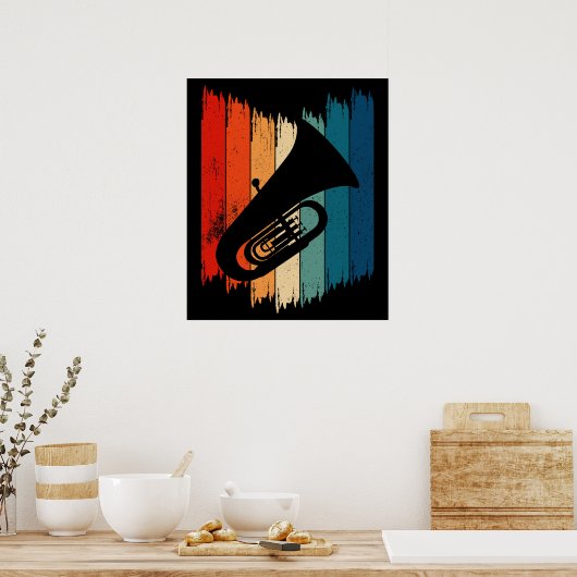 Vintage Tuba Retro Tuba Poster (Keuken)