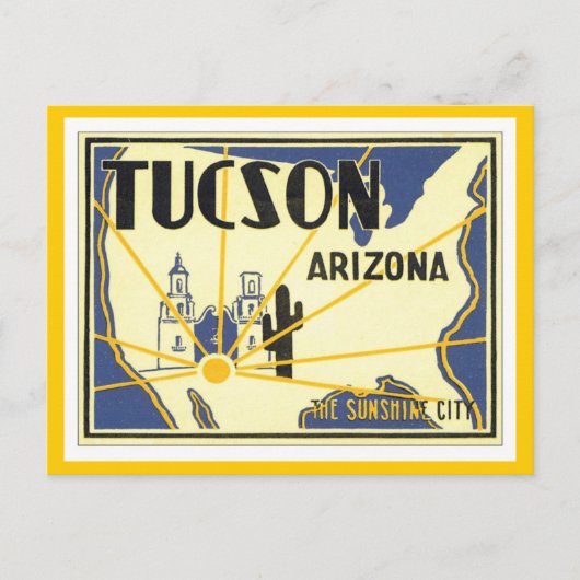 Vintage Tucson Arizona Briefkaart (Voorkant)