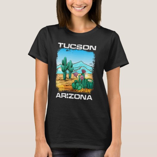 Vintage Tucson Arizona Desert Retro Cactus T-shirt (Voorkant)