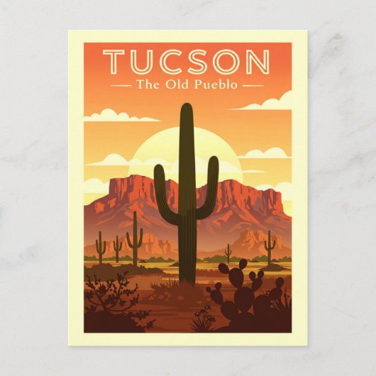 Vintage Tucson Briefkaart (Voorkant)