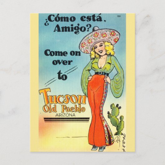 Vintage Tucson Old Pueblo Arizona Briefkaart (Voorkant)