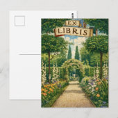 Vintage Tuin Ex Libris Boeklabel Briefkaart (Voorkant / Achterkant)