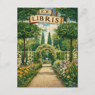 Vintage Tuin Ex Libris Boeklabel Briefkaart
