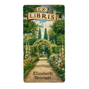 Vintage Tuin Ex Libris Boeklabel  Etiket