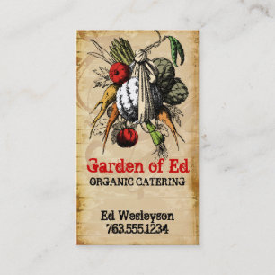 vintage tuinenkaart voor groentekker visitekaartje