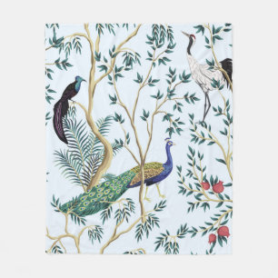 Vintage tuingranaatappelboom, exotische vogel fleece deken