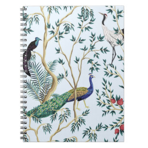 Vintage tuingranaatappelboom, exotische vogel notitieboek