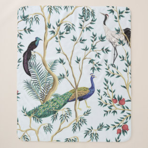 Vintage tuingranaatappelboom, exotische vogel sherpa deken