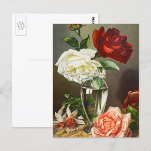 Vintage TuinRozen in een glazen vet Briefkaart
