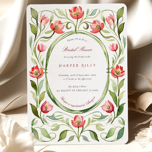 Vintage Tulips Bridal Shower Kaart