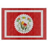 Vintage Tulips Red  Snijplank (Voorkant)
