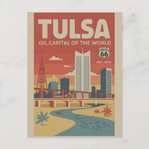 Vintage Tulsa Oklahoma Oliehoofdstad van de Wereld Briefkaart