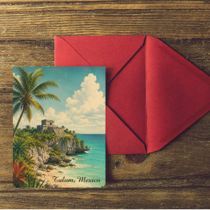 Vintage Tulum Mexico Landschap Reis Briefkaart