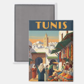 Vintage Tunis Tunesië Reizen Magneet (Voorkant / Achterkant)