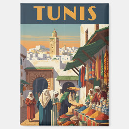 Vintage Tunis Tunesië Reizen Magneet