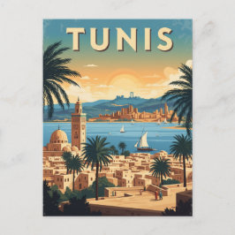 Vintage Tunis Tunisia Travel Briefkaart