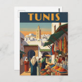 Vintage Tunis Tunisia Travel Briefkaart (Voorkant / Achterkant)