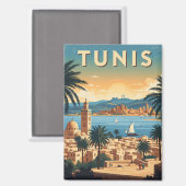 Vintage Tunis Tunisia Travel Magneet (Voorkant / Achterkant)