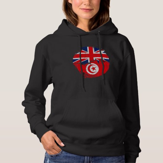 Vintage Tunisian with British Flag Roots Tunisia Hoodie (Voorkant)