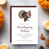 Vintage Turkey Friendsgiving Potluck Kaart