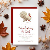 Vintage Turkey Friendsgiving Potluck Kaart