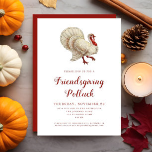 Vintage Turkey Friendsgiving Potluck Kaart