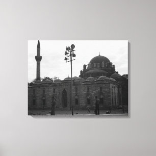 Vintage Turkije Istanbul Beyazit camii moskee Canvas Afdruk