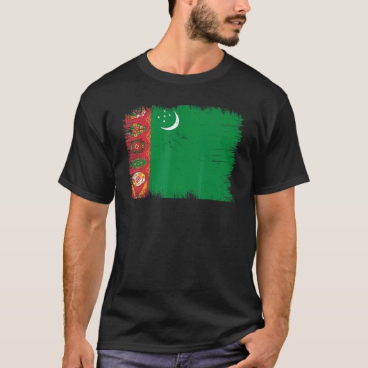 Vintage Turkmenistan Flag Turkmen Independence Day T-shirt (Voorkant)