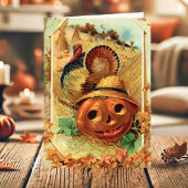 Vintage Turkse pompoenThanksgiving Feestdagen Kaart