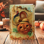 Vintage Turkse pompoenThanksgiving Feestdagen Kaart