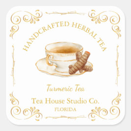 Vintage Turmeric Tea Square Label