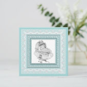 Vintage Turquoise Baby Shower Kaart (Staand voorkant)