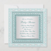 Vintage Turquoise Baby Shower Kaart (Achterkant)