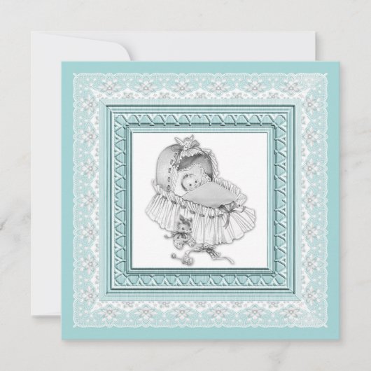 Vintage Turquoise Baby Shower Kaart (Voorkant)