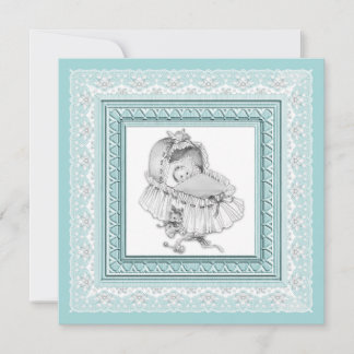 Vintage Turquoise Baby Shower Kaart