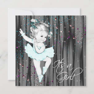 Vintage Turquoise Baby Shower Kaart