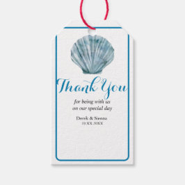 Vintage Turquoise Blauwe Enkele Zeeschelp Trouw  Cadeaulabel