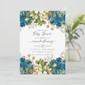 Vintage Turquoise en Gold Shabby Baby shower Kaart (Staand voorkant)