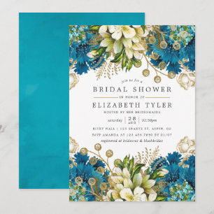 Vintage Turquoise en Gold Shabby Vrijgezellenfeest Kaart