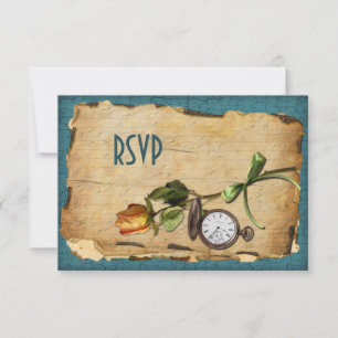 Vintage Turquoise en Gouden Antwoordkaart Kaart