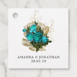 Vintage Turquoise en Gouden Bloemen Bedankjes Labels