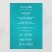 Vintage Turquoise en Gouden Shabby Bruiloftsprogra Programmakaart (Achterkant)