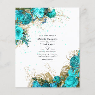 Vintage Turquoise en Gouden Shabby Trouw Uitnodigi Flyer
