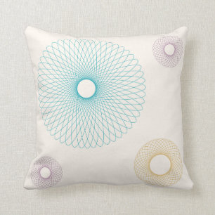 Vintage Turquoise, Geel en Roze Spirograaf Kussen