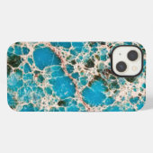 Vintage Turquoise Mozaïek iPhone Hoesje (Achterkant horizontaal)