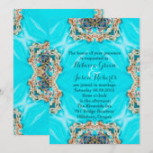 vintage turquoise patroon bohemian bruiloft kaart (Voorkant / Achterkant)