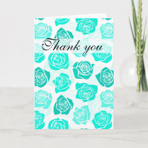 Vintage turquoise rozen Bedankkaart
